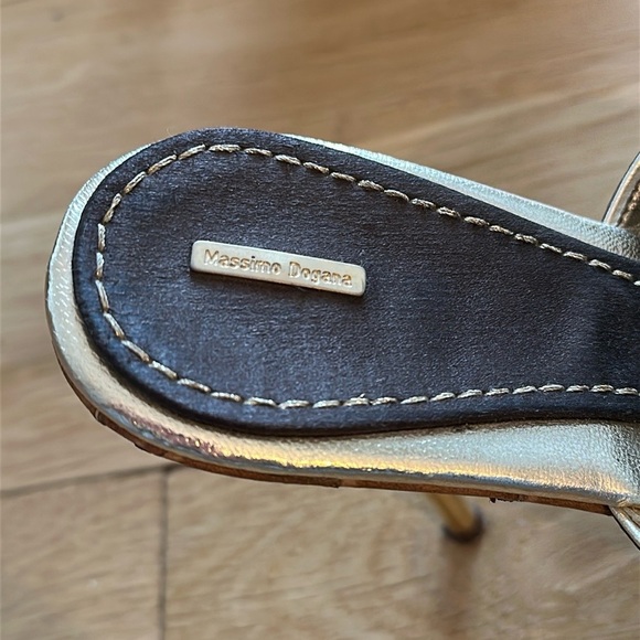 Massimmio Dogano Vintage Brown and Gold High Heel Mules with Platform - Picture 5 of 6